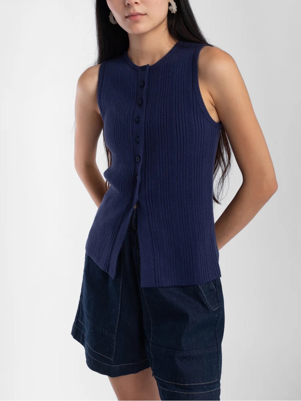 NWT Micaela Greg Mix Rib Vest in Cobalt size M